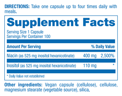 Niacin Hex (No Flush) 525 mg Anabolic Laboratories supplement facts