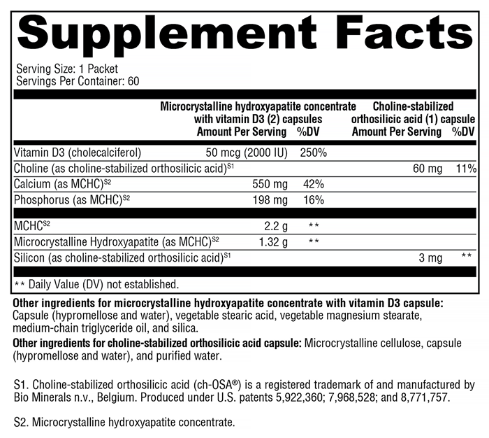 OSAplex (Xymogen) Supplement Facts