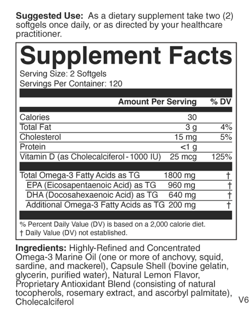 Omega 3D Lemon Nutritional Frontiers supplement facts