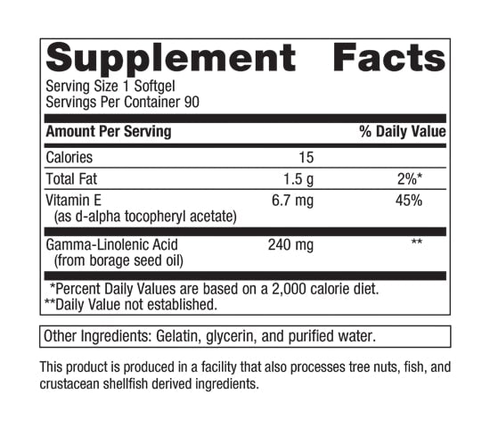 OmegaGenics GLA 240 (Metagenics) Supplement Facts