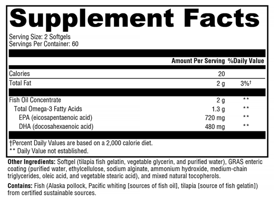 OmegaPure 600 EC (Xymogen) Supplement Facts