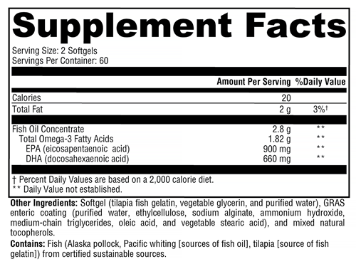 OmegaPure 780 EC (Xymogen) Supplement Facts