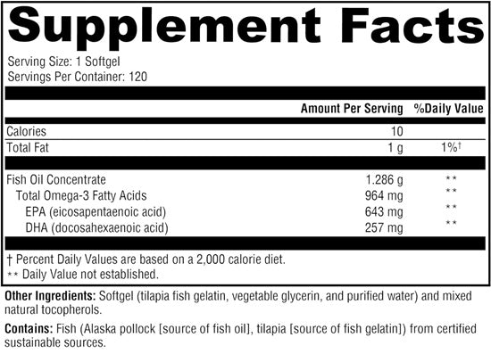 OmegaPure 900-TG (Xymogen) Supplement Facts