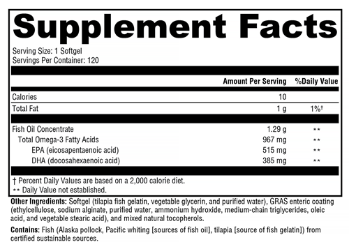 OmegaPure 900 EC 120ct (Xymogen) Supplement Facts