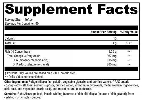 OmegaPure 900 EC 90ct (Xymogen) Supplement Facts