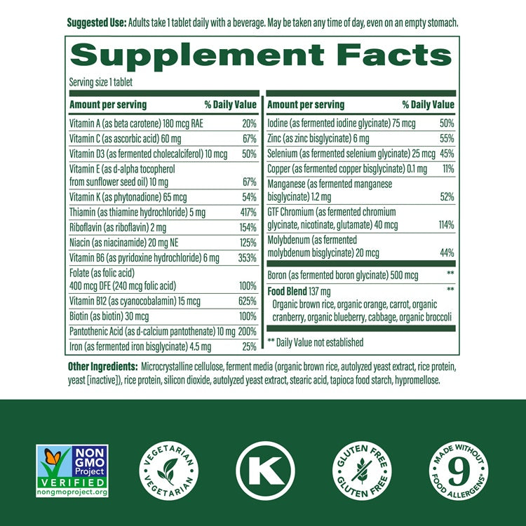 one daily megafood supplement facts