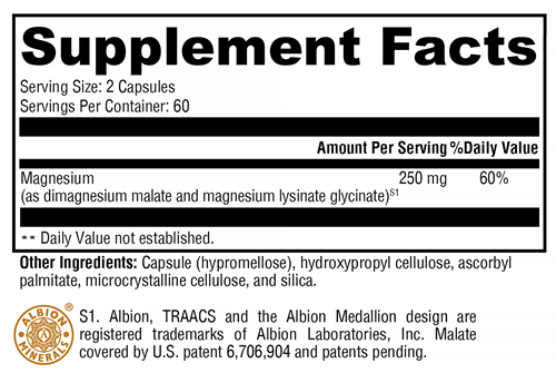 OptiMag 125 (Xymogen) Supplement Facts