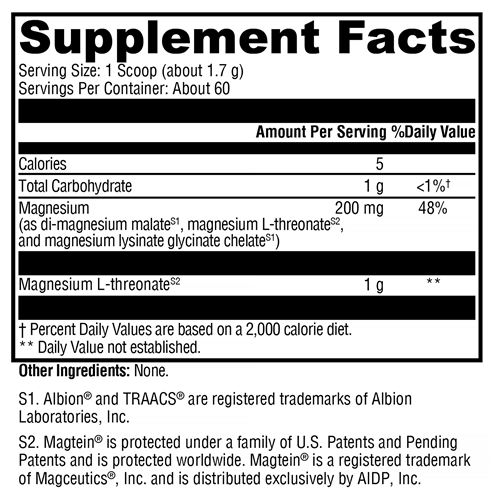 OptiMag Neuro Unflavored (Xymogen) Supplement Facts