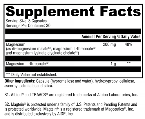 OptiMag Neuro (Xymogen) Supplement Facts