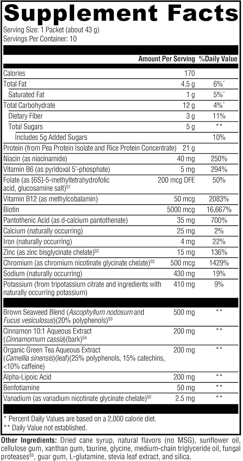 OptiMetaboliX 2:1 Vanilla Delight (Xymogen) Supplement Facts