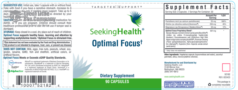 Optimal Focus Seeking Health Label