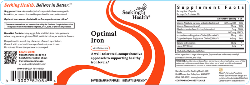 optimal iron seeking health label