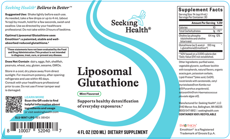 optimal liposomal glutathione mint seeking health label