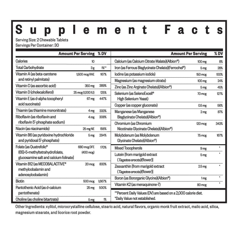 optimal multivitamin chewable seeking health supplement facts