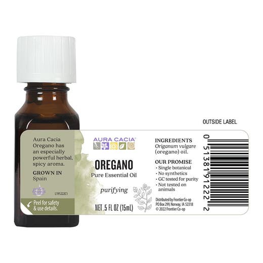 oregano essential oil aura cacia label