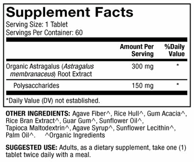 Organic Astragalus Extract (Dr. Mercola) supplement facts