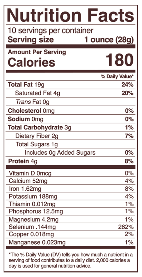 Organic Brazil Nuts Foods Alive nutrition facts