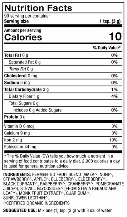 Organic Fermented Fruits (Dr. Mercola) nutrition facts