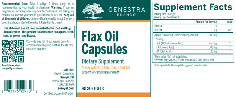 BACKORDER ONLY - Organic Flax Oil Capsules