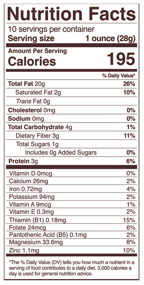 Organic Pecans Foods Alive nutrition facts