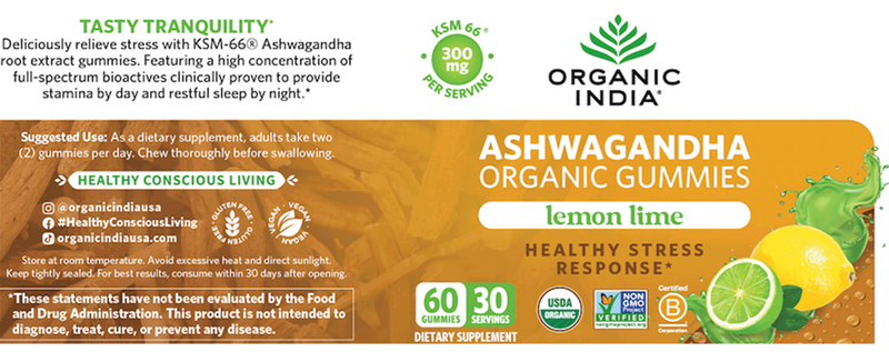 ashwagandha gummies organic india label