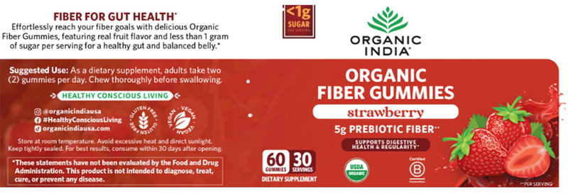 organic fiber gummies organic india label