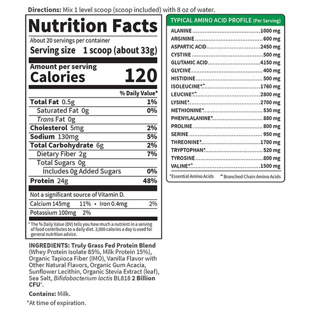 organic whey protein vanilla garden of life nutrition facts