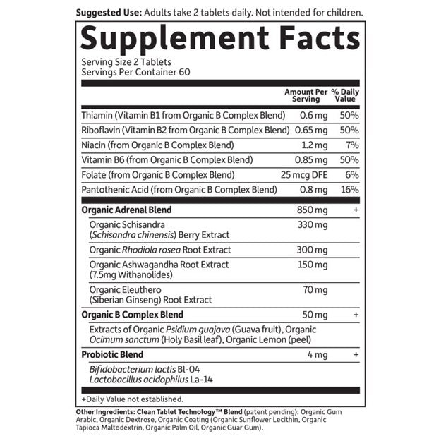 organics adrenal daily balance garden of life supplement facts