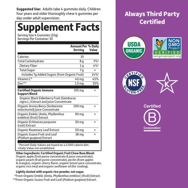 organics elderberry gummies garden of life supplement facts