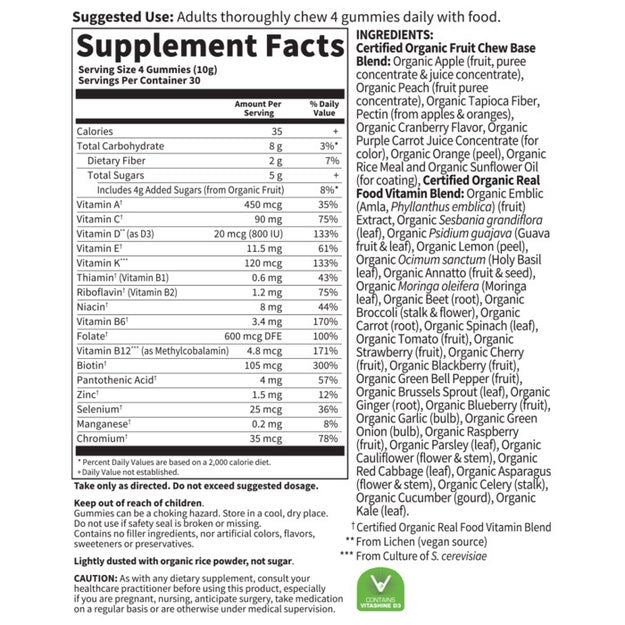 organics prenatal multi berry garden of life supplement facts