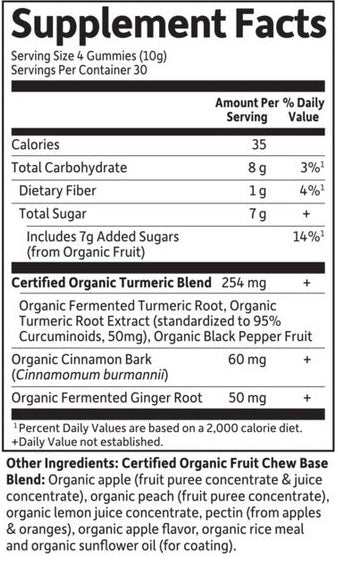 organics turmeric gummies garden of life supplement facts