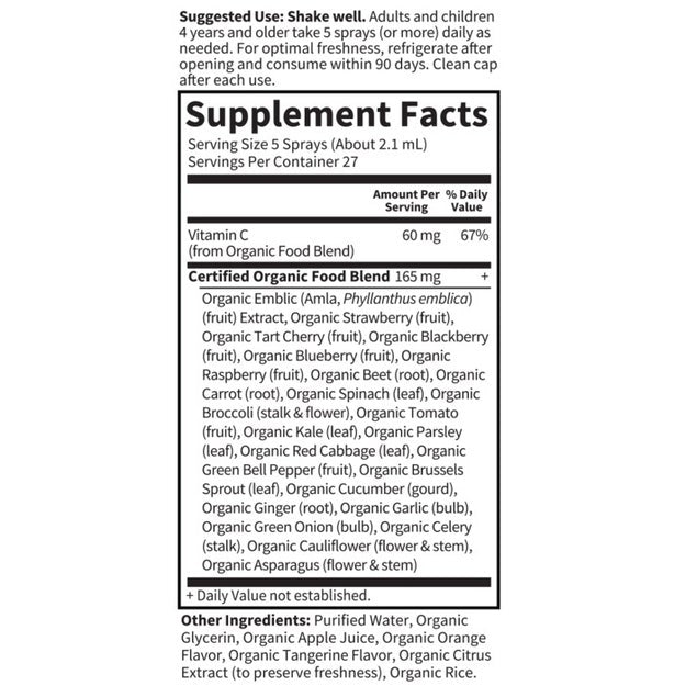 organics vitamin c orange tangerine garden of life supplement facts