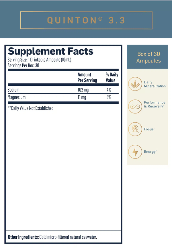 Original Quinton Hypertonic 30 Ampoules Quicksilver Scientific supplement facts