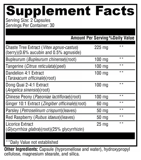 PMS Soothe (Xymogen) Supplement Facts