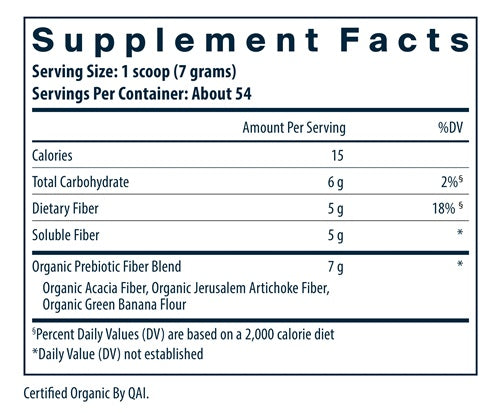 pre biotic powder vital nutrients supplement facts