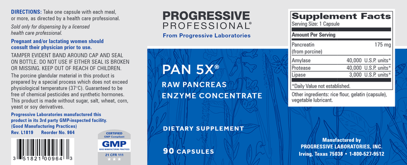 Pan 5X (Progressive Labs) 90ct Label