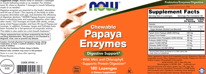 Papaya Enzymes (NOW) Label