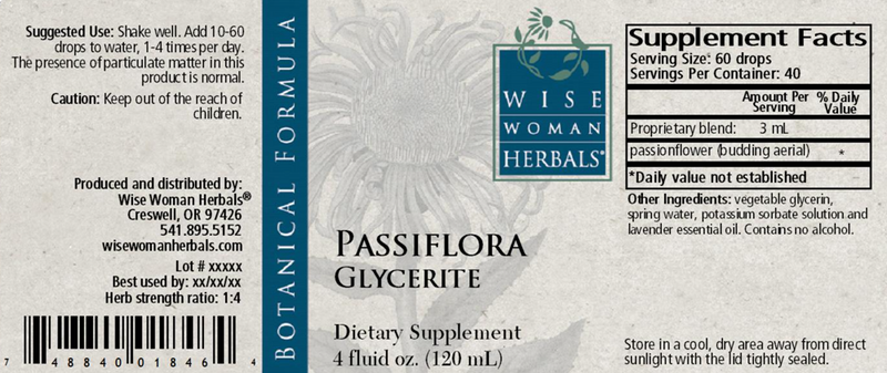 Passiflora Glycerite passionflower 4oz Wise Woman Herbals products