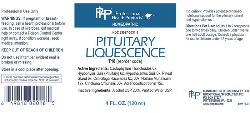 Pituitary Liquescence (Professional Health Products) Label