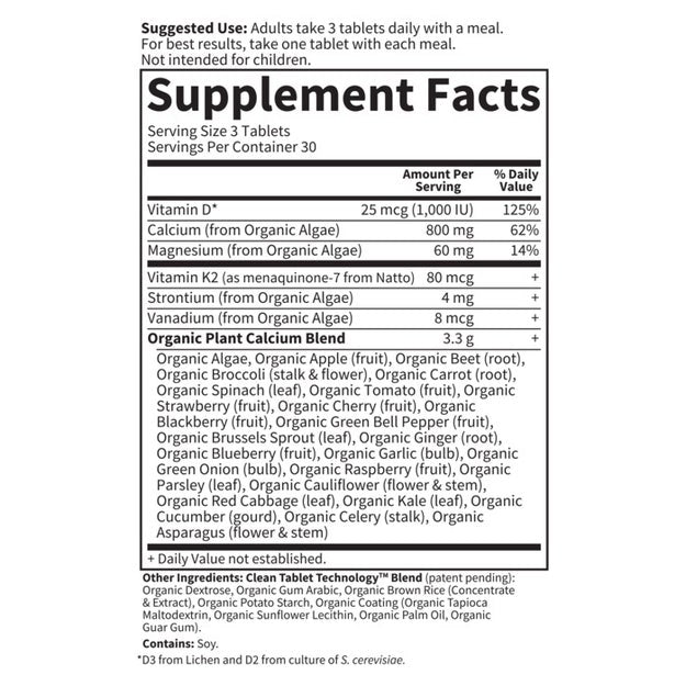 plant calcium organic garden of life supplement facts