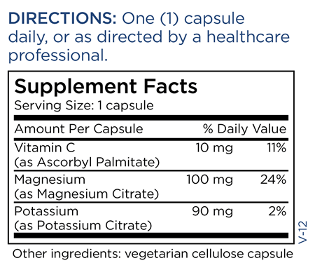 Potassium/Magnesium Citrate (Metabolic Maintenance) supplement facts