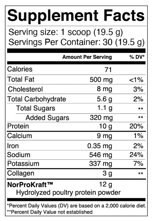 poultry bone broth diem supplement facts