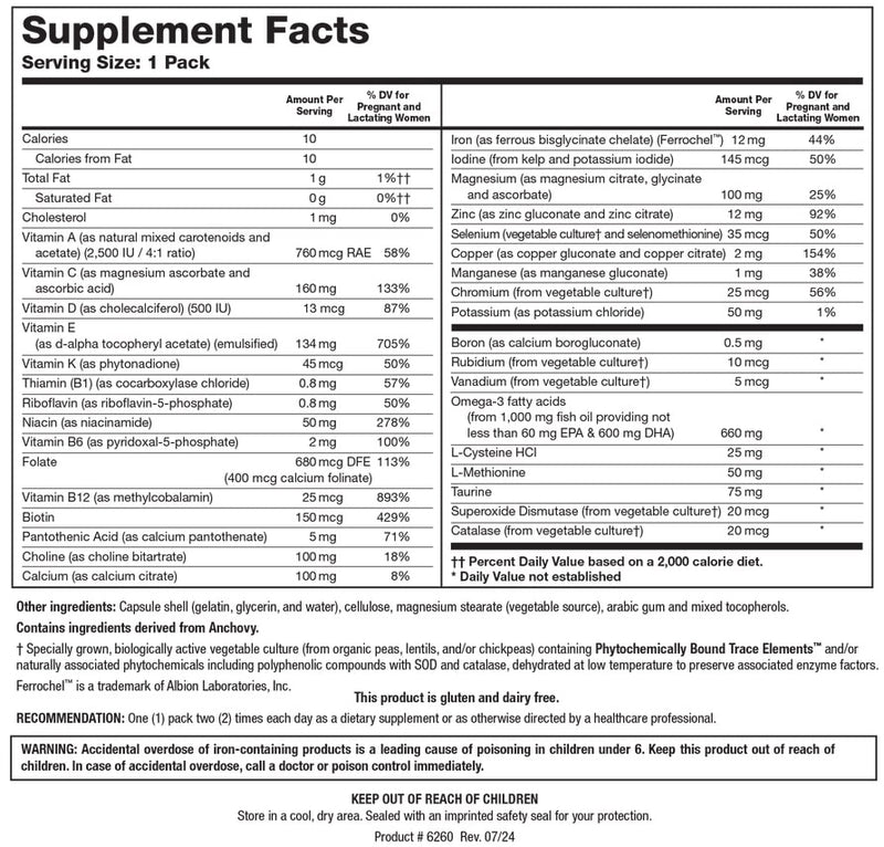 pre-natal packs biotics research supplement facts