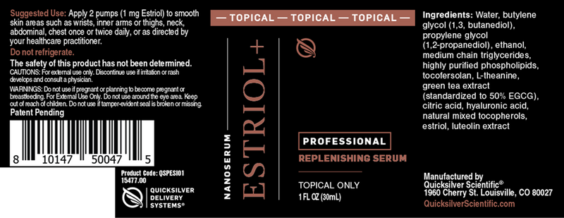 Pro Estriol + Quicksilver Scientific label