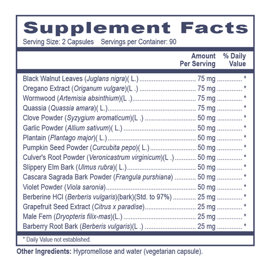 pro herb vermifuge (professional health products) supplement facts