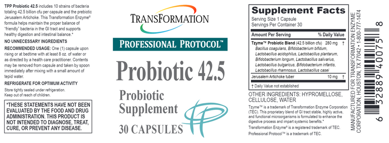 Probiotic 42.5 (Transformation Enzyme) Label