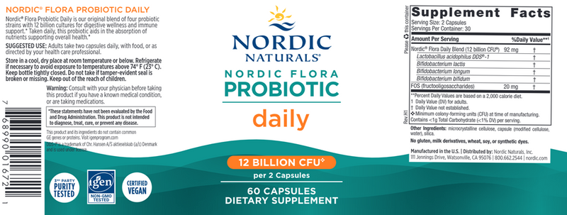 Nordic Flora Probiotic Daily (Nordic Naturals) Label