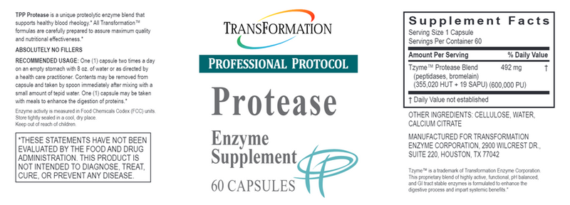 Protease 60 Caps (Transformation Enzyme) Label