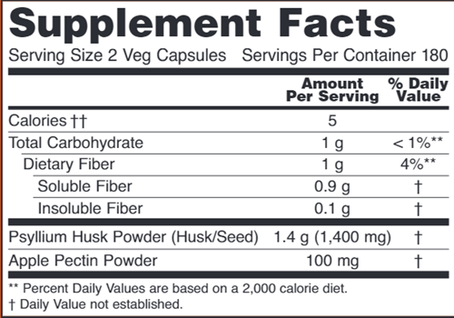 Psyllium Husk 700 mg - 360 Capsules (NOW) Supplement Facts