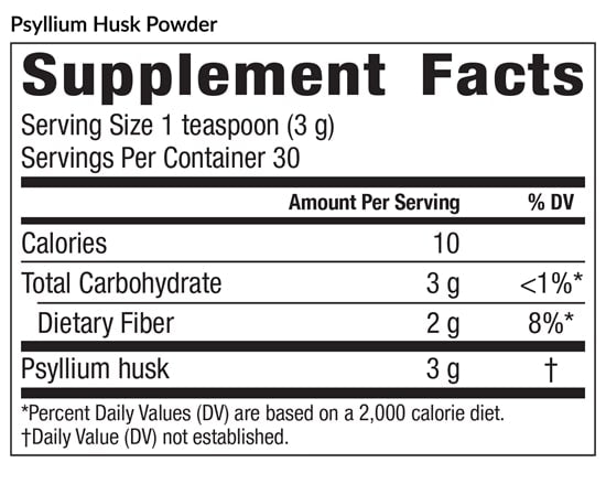 psyllium husk powder (equilife) supplement facts